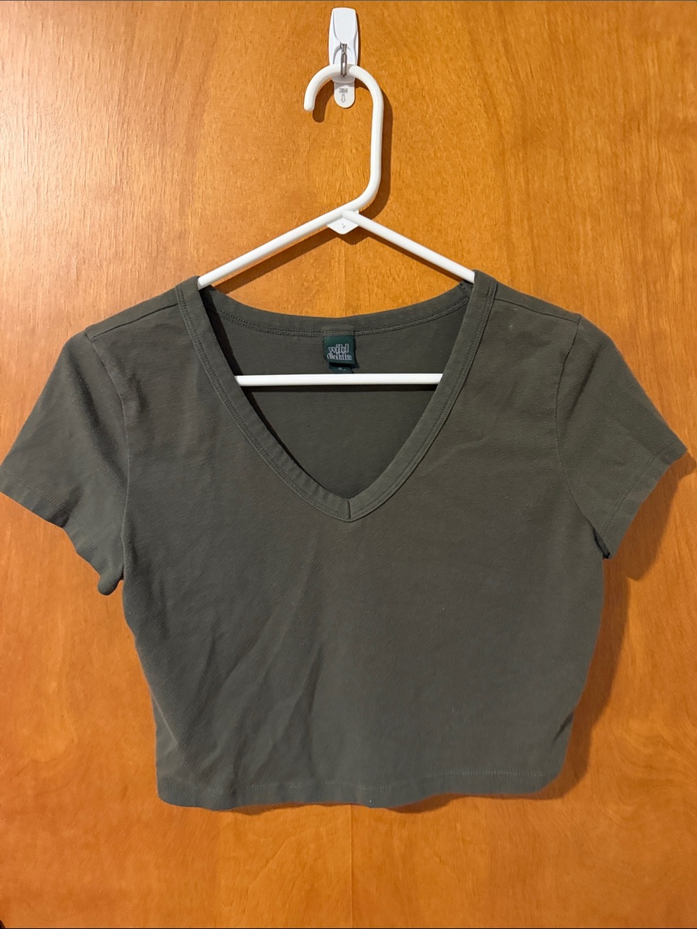 wild fable Olive V-Neck Cropped Tee